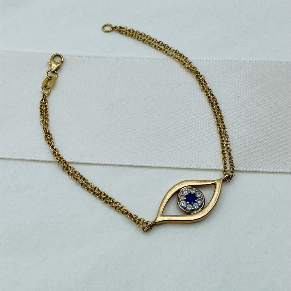 14K Gold, Diamond & Sapphire Bracelet